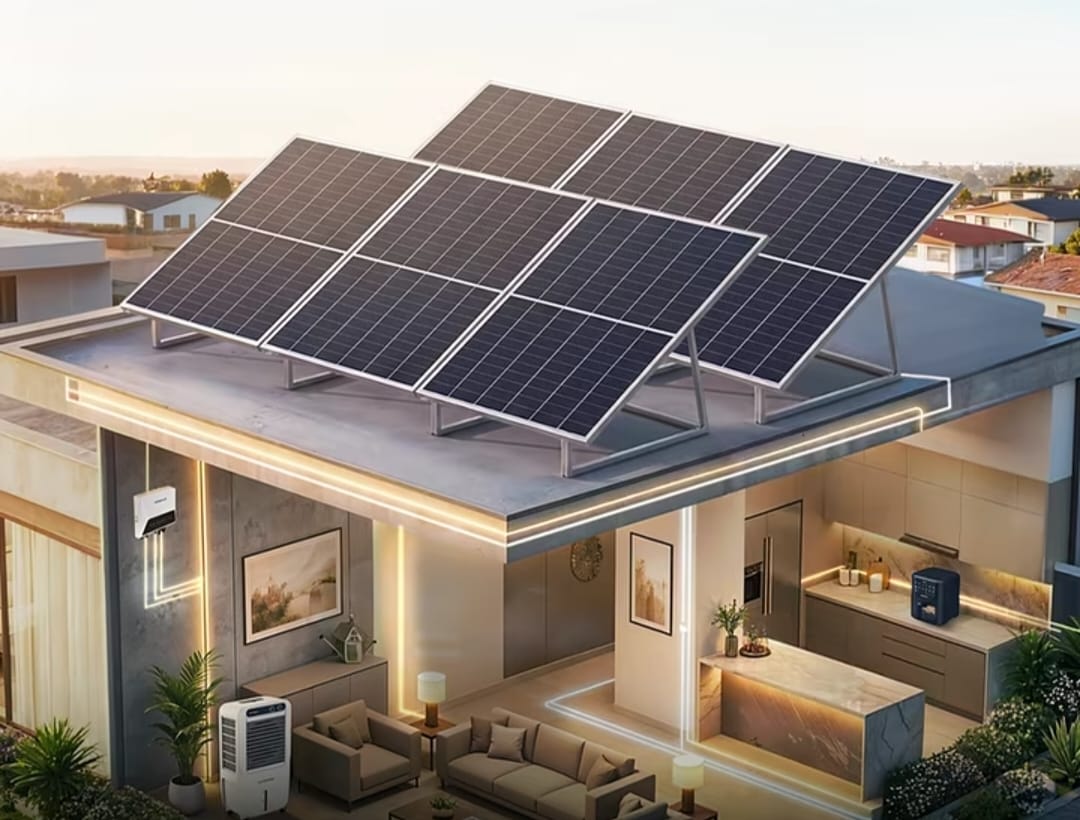 Rooftop solar panels installed on a home